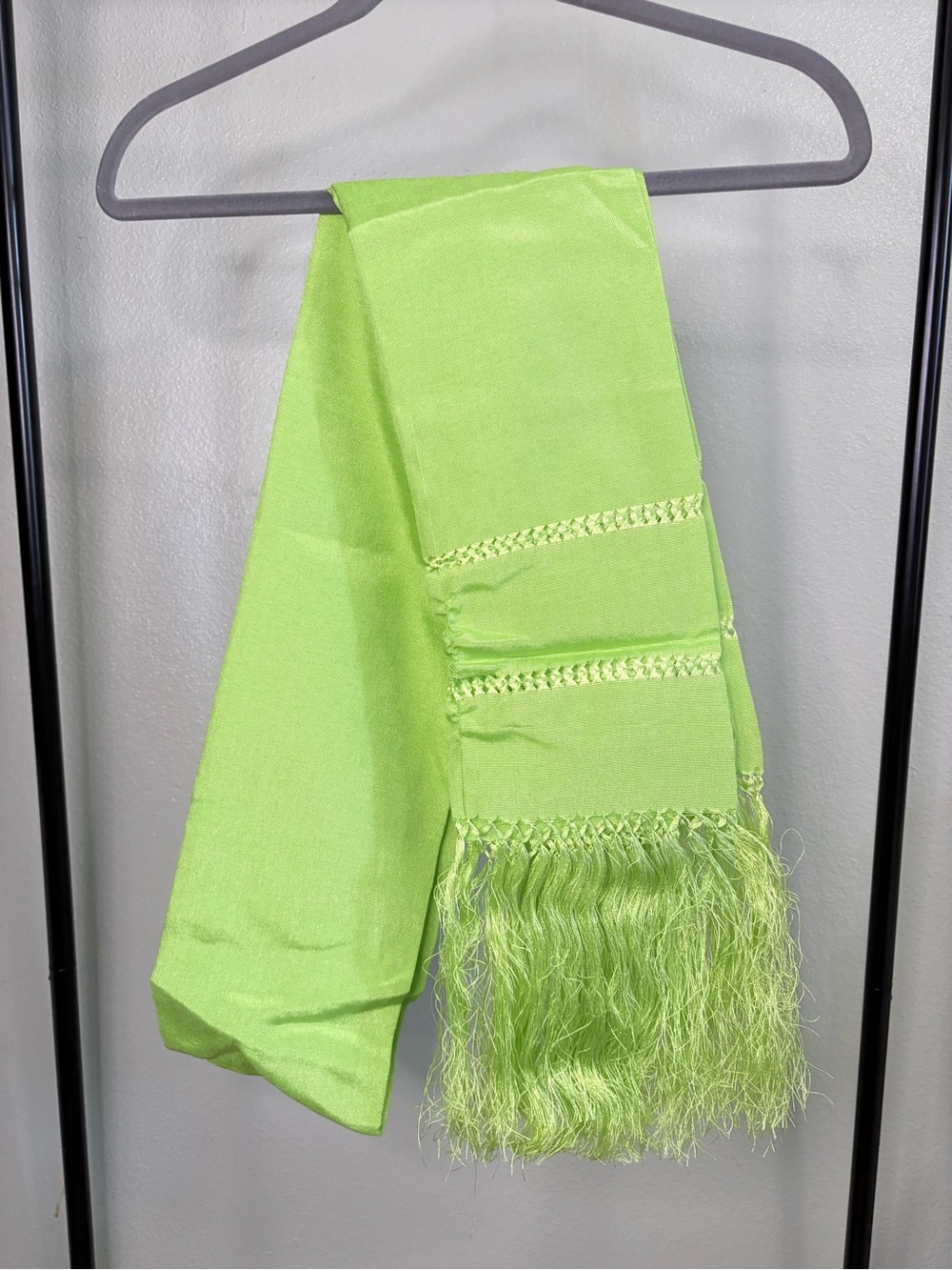 Lime Green Fringed Pashmina Shawl Wrap Scarf Size OS